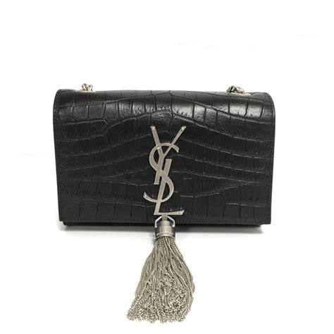 ysl black crocodile bag|ysl black bag with tassel.